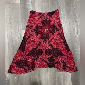Free People Red and Black Paisley A-Line Skirt